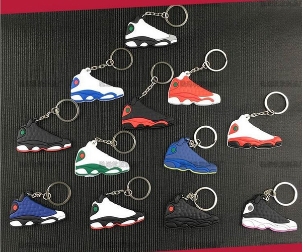 Mix Cute Silicone basketball shoes Key Chain aj13 Sneaker Keychain Kids Key Rings Key Holder for Woman and Girl Christmas Gifts