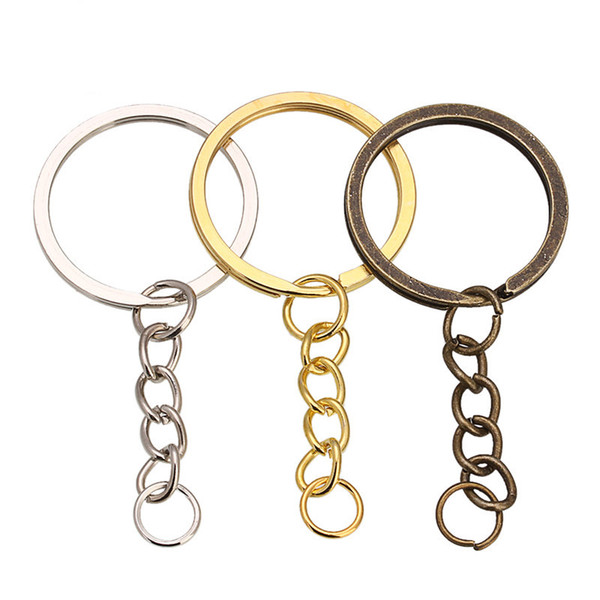 jewelry Accessories100 pcs/lot Key Chain Key Ring Bronze Rhodium Gold Color 28mm Long Round Split Keyrings Keychain Jewelry Making Wholesale