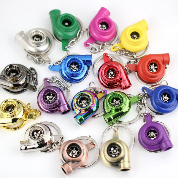 Hot selling Turbo Keychain Spinning Turbo Turbine Turbocharger Keychain Key Chain Ring Keyring Keyfob Keyrings 13 color