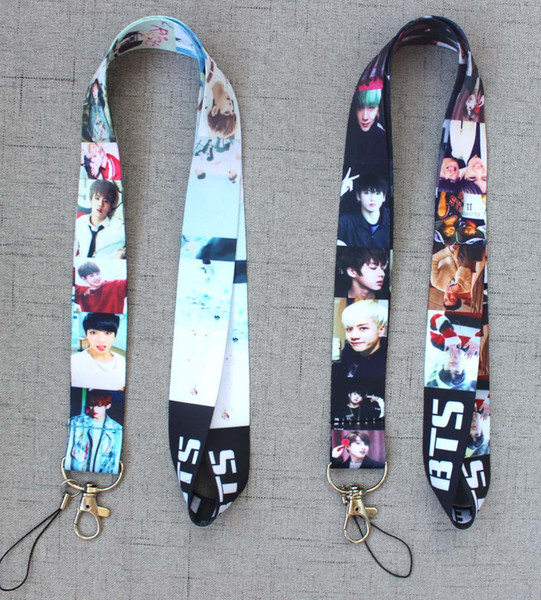 10pcs Pop stars BTS BOY Lanyard Mobile Phone ID Card KeyChain Holder girl gifts