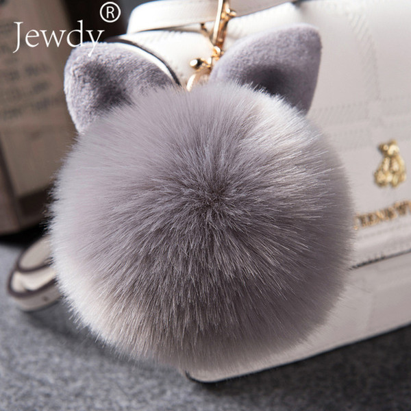 2018 Fur Pom Pom Keychains Fake Rabbit fur ball key chain porte clef pompom de fourrure fluffy Bag Charms bunny keychain Keyring