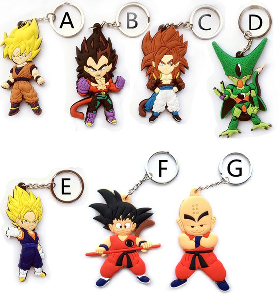 20pcs Anime Dragon Ball Z Monkey Keychain Son Goku Super Saiyan Silicone PVC Keychain action figure pendant Keyring Collection toy