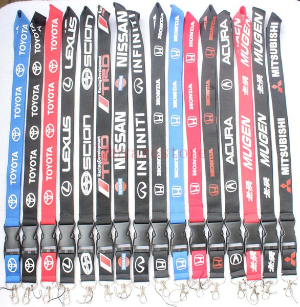 16 Colors 2018 high quality 100pcs The charisma of a car logo Lanyard Keychain Key Chain ID Badge ipod cell phone holder Neck strap.