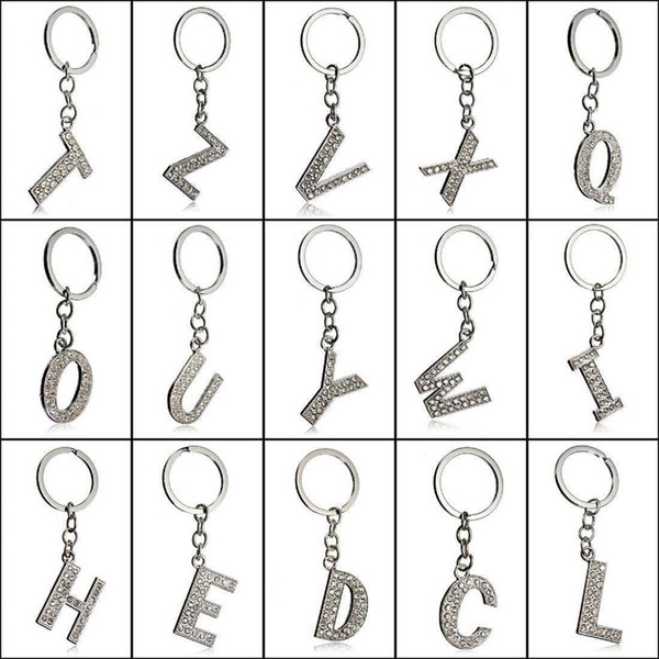 NEW Hot Cartoon Game movie keychian 26 English letters with rhinestone keychain wedding favors keychain best gifts cc133