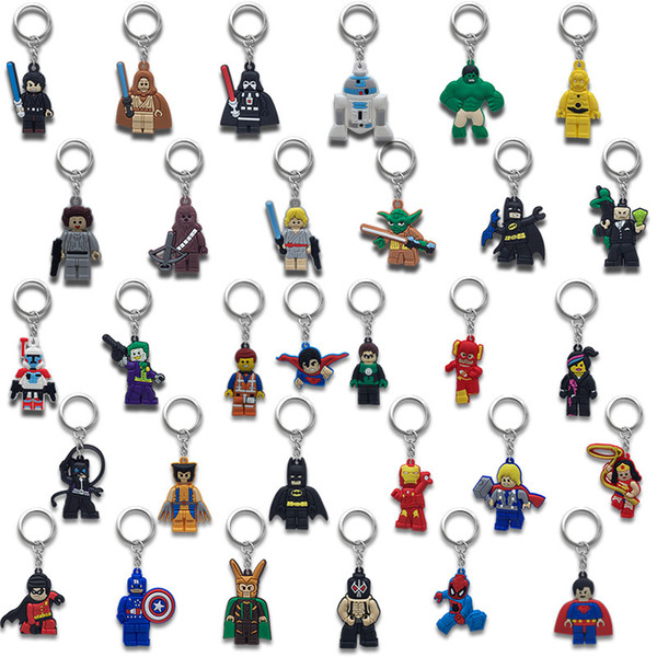 MOQ=500PCS Super Hero Metal Key Chains Cute Cartoon Soft Key Ring PVC Anime Figure Keychain Car Key Holder Accessories Ornaments -Free DHL