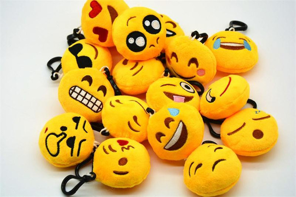 Emoji facial expression keychains cute Emoticon Amusing Key Chain Plush toys emoji keychain for unisex gift