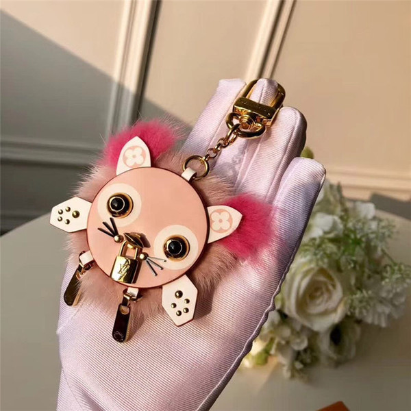 Fashion Shaggy Animal Metal Keychains Unisex France Brands Keyrings Flower Key Pendant Luxury Mens Womens Keychain Lover Gift with Box