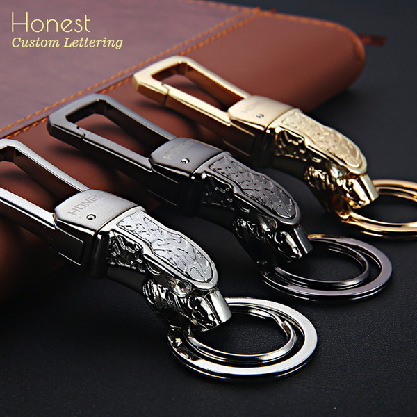 HONEST High-Grade Classic KeyChain Custom Lettering Car KeyChains Men Key Holder Ring Best Gift Jewelry Leopard Bag Pendant