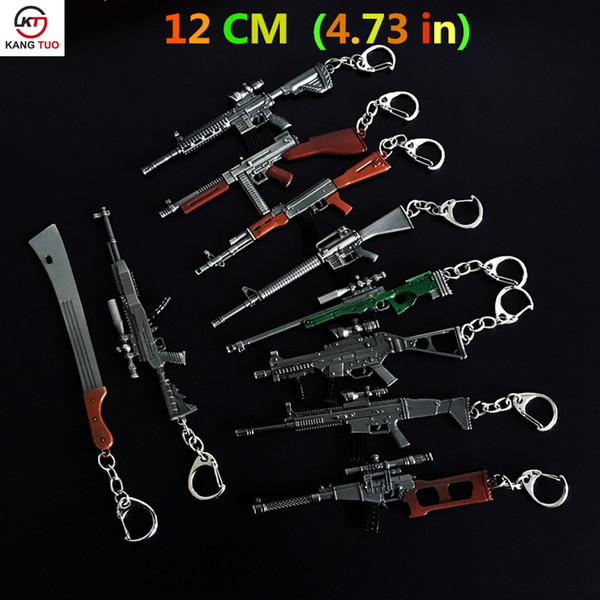 Game PUBG Playerunknown's Battlegrounds Cosplay Weapons Gum Model Keychain Metal Alloy Key Chain Key Ring Key Holder 12cm For Souvenir