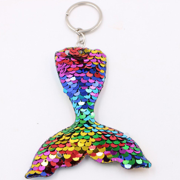 Mermaid/Cat/Star/Bear Women Girl Shine Keyring Handbag Jewelry Key Chain Sequins Fashion Keychain Pendant Gift Bag Accessories