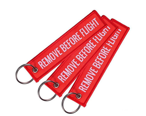 REMOVE BEFORE FLIGHT keychain color air pendant embroidered aviation children adult gift woven keyring commemorative keychain DC046