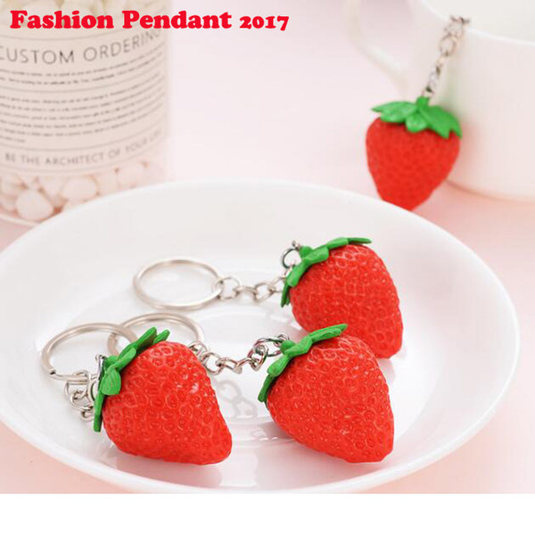 50pcs Fruit Key Ring Little Strawberry Keychain Cute Key Ring For Women Jewelry Girls' Gift Kids/ Friends Gift