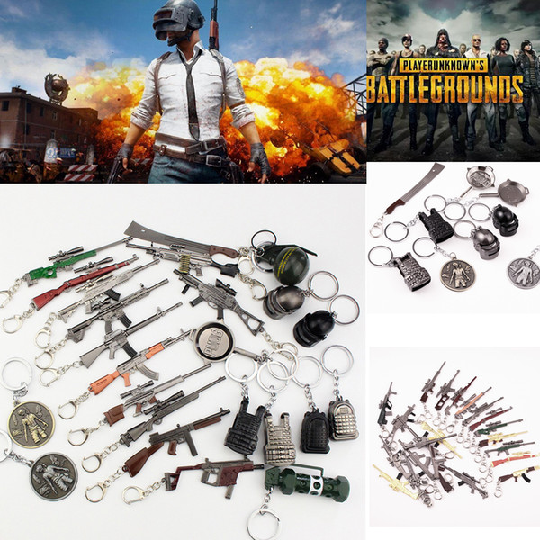 Game PUBG Gun Model Keychain FPS Playerunknowns Battlefields Ornaments Rifle 98KAWM Metal Pendant Jewelry Child Gift Toy AAA840