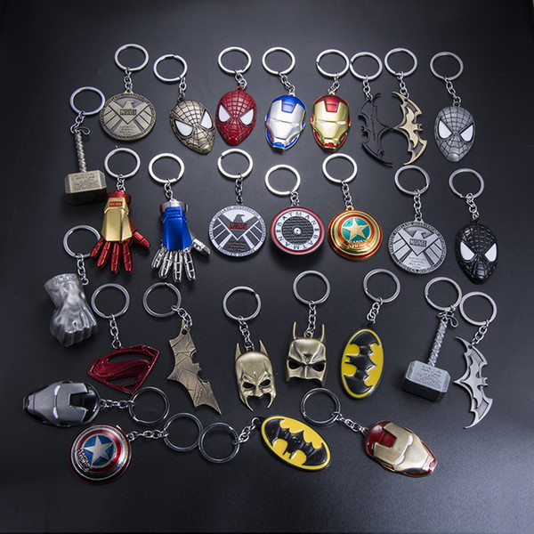 Hot Sale Captain America Shield Keychain The Avengers Iron Man Superhero Batman KeyChain Ring Key ring Fashion Accessories