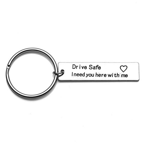 Silver Stainless Steel Key Chain Letter Drive Safe I Need You Here With Me Keychains Practical Anri Wear Keyring Universal 3 5zm BB