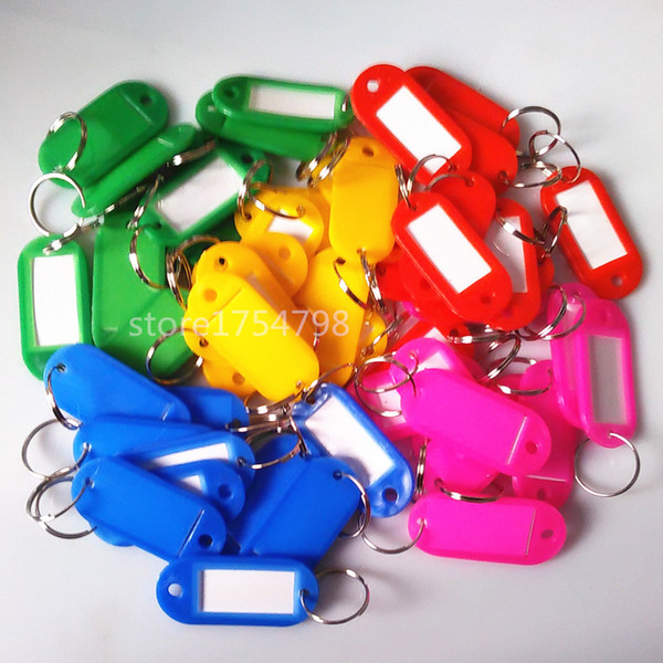 100pcs Crystal Plastic Key ID Label Tags Card Split Ring Keyring Keychain New Arrival Assorted Red Pink Green Blue Yellow