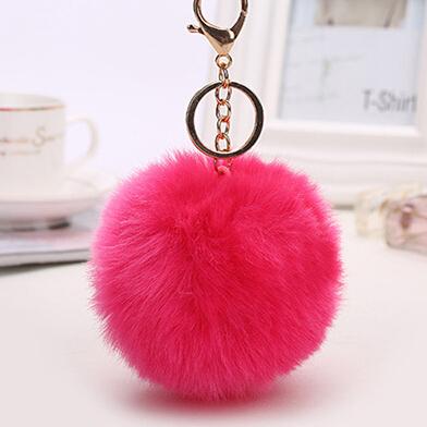 New pompom fur ball keychain 10cm Artificial rabbit Fur Soft Fur Balls Tag KeyChain Keyfob fashion accessories