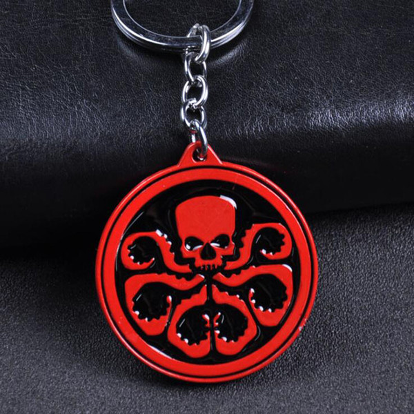 MOQ:10PCS Fashion Jewelry Men's Keychains The Avengers S.H.I.E.L.D Logo HYDRA Keyring Alloy Creative Party Favors For Fans