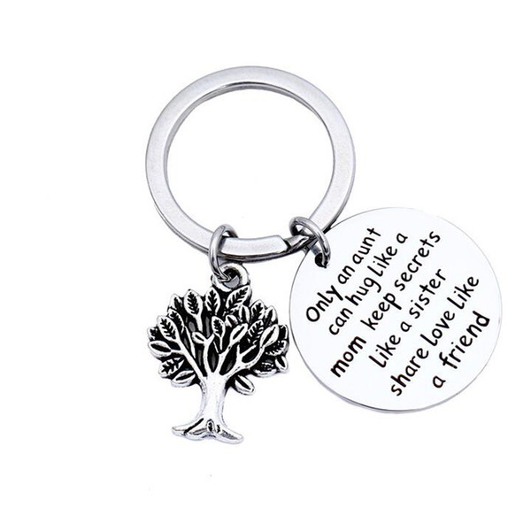 Round Silver Keychain Door Car Key Chain Life Lucky Charm Pendant Charm Key ring for Unisex keychain Gift