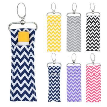 Chevron Lipstick Chapstick Holder Keychain Lip Bag Colors Monogram Multi Chevron Key Lip Palm Holder CCA9440 200pcs