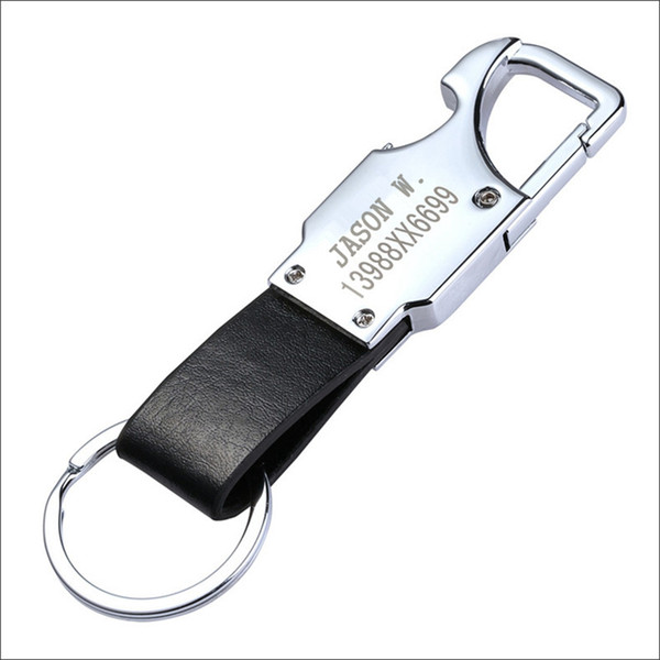 LED Keychain Custom Lettering Men Leather Key Chain Metal Car Key Ring Multifunctional Tool Key Holder LED,Bottle Opener