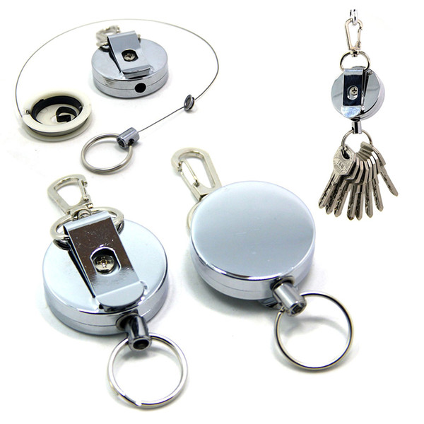 Key Organization Portable Metal Retractable Key Chain Keys Reel Badge Holder W/Belt Clip with Stainless Cable B109Q