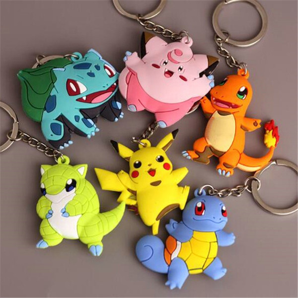 keychains key chains key rings Pikachu Charmander Bulbasaur Squirtle Eevee Snorlax Magikarp Meowth Dragonite Action Figure Keychain Keyring