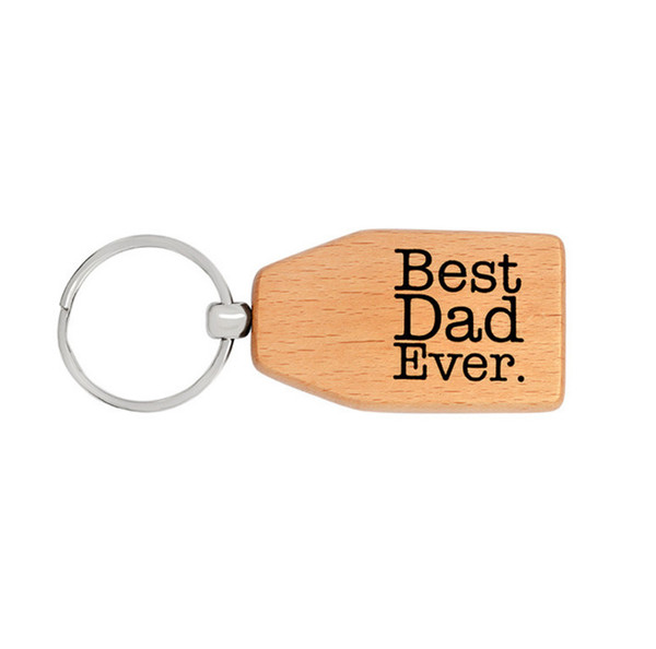 20PC/Lot Handmade Best Dad Ever Wood Wooden Keychain Keyring Family Daddy Love Father's Day Charm Jewelry Souvenir Gift