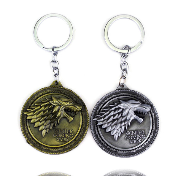 Movie Game of Thrones Stark Family Badge Key Chain Alloy Keychain Key Rings Wholesale