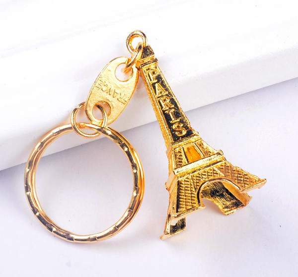 Vintage Eiffel Tower Keychain stamped Paris France Tower pendant key ring gifts Fashion Gold Sliver Bronze KKA2326