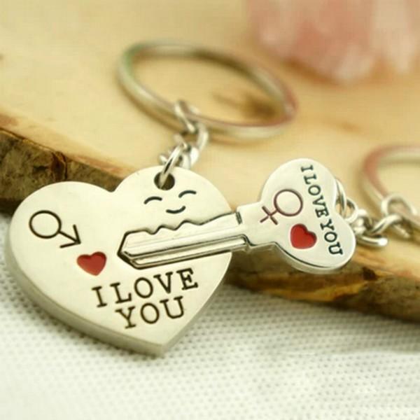 New Couple I LOVE YOU Heart Keychain Ring Keyring Key Chain Lover Romantic Creative Birthday Gift