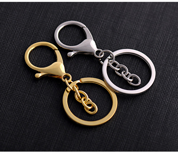 KC Simple Circle Keyrings Alloy Key rings Auto Metal Key Chain Gold Silve Plated Lobster Clasp key Holders