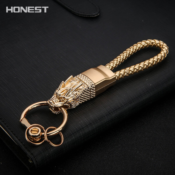 Brand HONEST  Keychains Men Key Chain Car Key Holder Ring Jewelry Bag Pendant Genuine Leather Rope Gift High End Keychain