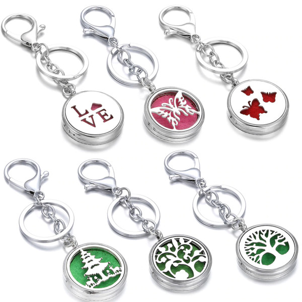 Aromatherapy Perfume Locket Keychain Butterfly Cats Elephant Elk Essential Oil Diffuser Scent Key Chain Keyring Christmas Gift