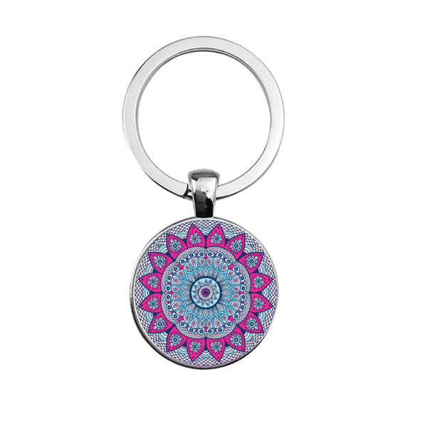 2019 new fashion creative pendant keychain DIY time gem mandala keychain crystal glass key ring