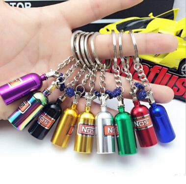 NOS Turbo Nitrogen Bottle Metal Key Chain Key Ring Holder Car Keychain Pendant Jewelry for Women Men Unique Mini Keyring