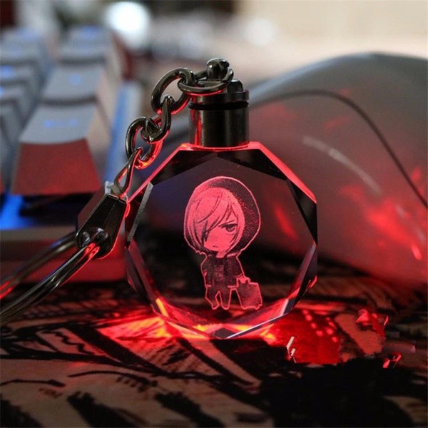 Accept custom Anime Yuri!!! on Ice Yuri Plisetsky Crystal LED Light Keychain keyring Pendant