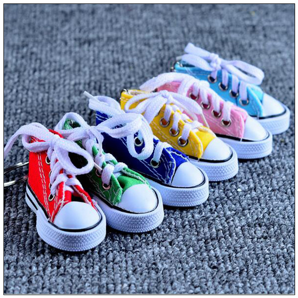 Creative Canvas Shoes Key Chain Cell Phone Charms Sneaker Handbag Pendant Keyring Keychain Tennis Shoe Key Ring CCA9580 200pcs