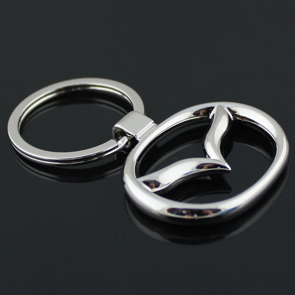 5pcs/lot Fashion car logo keychains Mazda car logo key chains tungsten and leather key rings car accessories keyrings