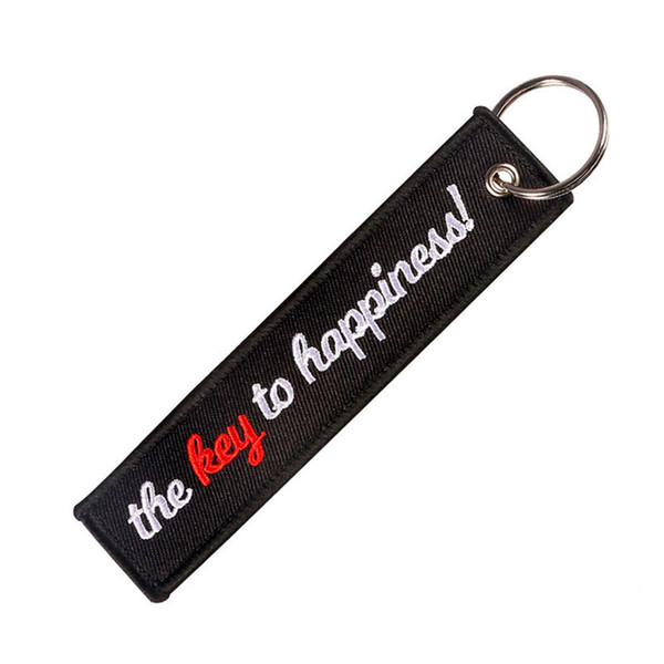 Relodi Embroidery Keychain The Key To Happiness Ride Or Die for Car & Motorcycle Keychain Luggage Tags Men Trinkets SP1500