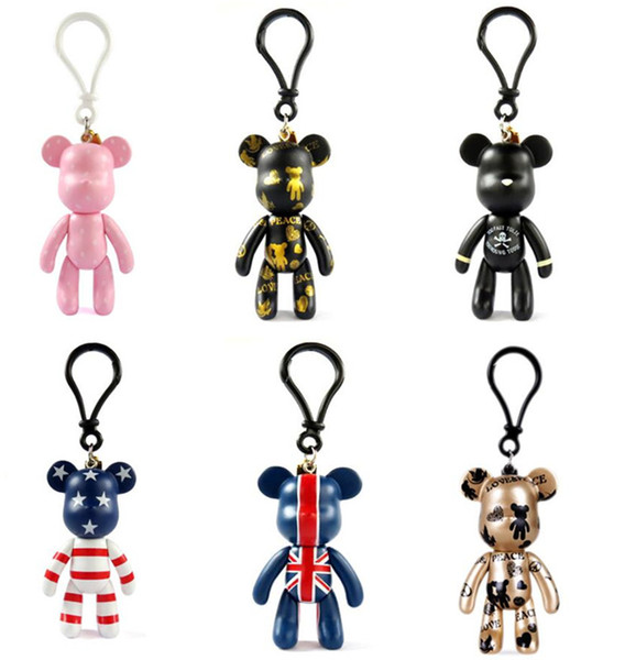 Novelty 3inch POPOBE Bear Keychains Teddy Toy Doll Key Chain Car Keyrings Pendant Lovely Cute Gifts Free shipping