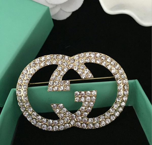 18K Gold Brooch Lady Luxury Diamond Brooch Pin 925 Sterling Silver Brooch Men Fashion Ring /Necklace