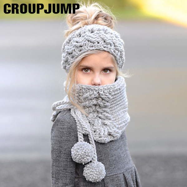 Fashion Design Children Winter Hat Scarf Set Boys Girls Knitted Hat&Scarf Kids Thick Winter Hats And Scarves For Child