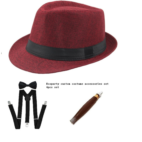 MENS GANGSTER PANAMA HAT TIE 1920'S MAFIA ADULT FANCY DRESS COSTUME