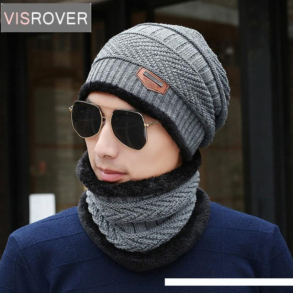 Visrover New Cashmere Scarf Mask Hat Set Motor Driver Windstop Sets High Brand Quality Winter Knitted Cap Neck Collor for Men