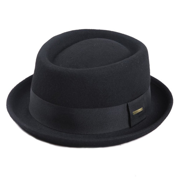 Sedancasesa 100% Australia Wool Men's Fedora Hat Pork Pie Hats for Classic Church Wool Felt Hat 2019 New Autumn Winter T191112