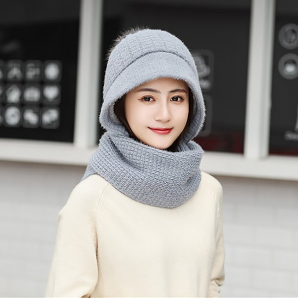 2pcs Fashion Women Cute Warm Hat Knitted Skullies Beanies Ski Cap And Scarf Set