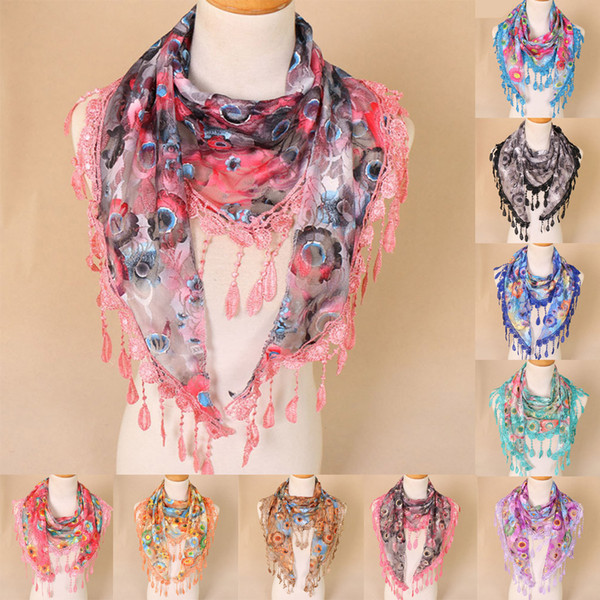 Women Lace Tassel Floral Multicolor Print Hollow Scarf Shawl Wraps Scarves Dropshipping decoration Accessories discount