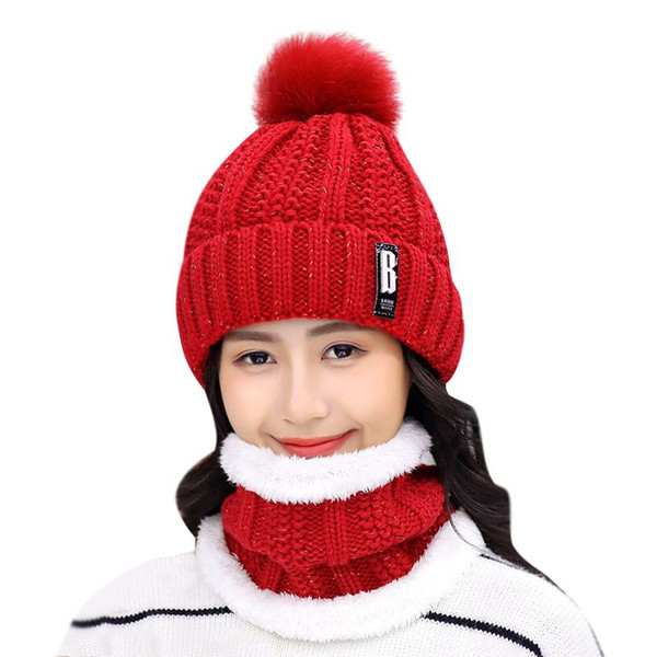 2019 Autumn And Winter New Plus Velvet Thickening Scarf To Keep Warm A Few People Knitted Wool Cap Black