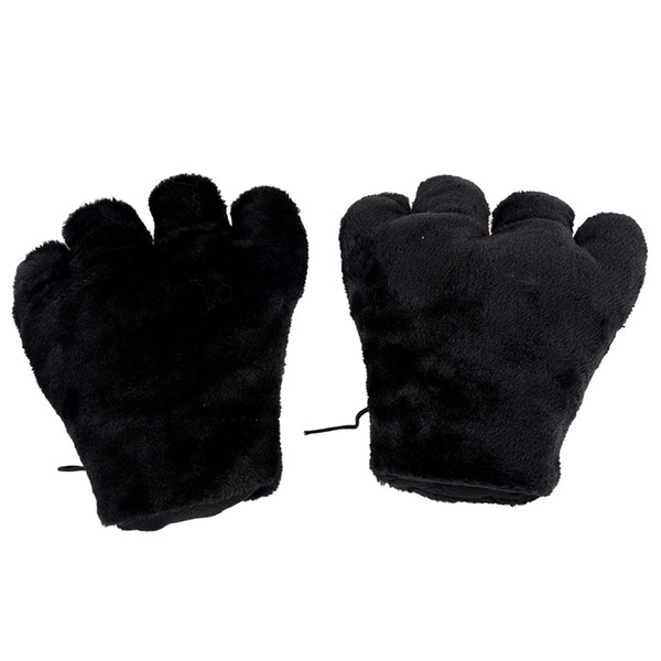 2 x Black Cat Foot Plush Gloves Party Cosplay